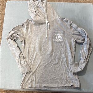 Southern Tide Gray Hooded Long Sleeve Shirt
